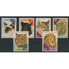 CUBA 1977 Yv. 2033/6 + AEREOS 267/8 SERIE COMPLETA DE ESTAMPILLAS MINT FAUNA SALVAJE GATOS